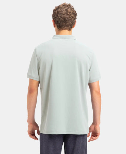 Microfiber Fabric Solid Half Sleeve Polo T-Shirt with StayDry & StayFresh Technology - Light Grey