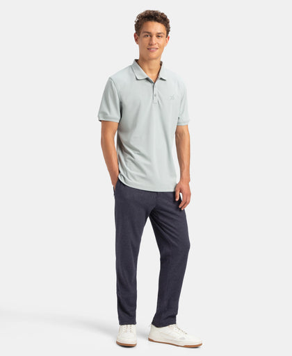 Microfiber Fabric Solid Half Sleeve Polo T-Shirt with StayDry & StayFresh Technology - Light Grey