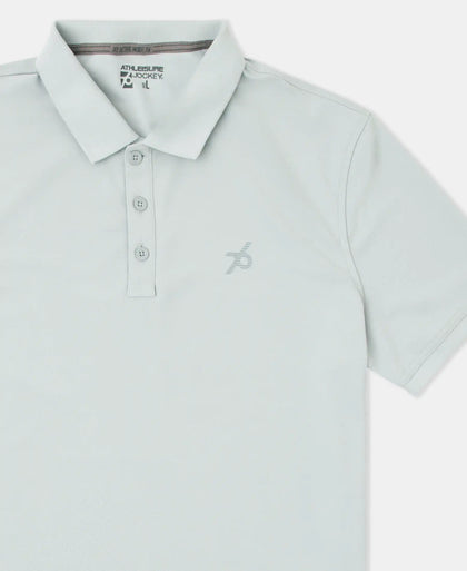 Microfiber Fabric Solid Half Sleeve Polo T-Shirt with StayDry & StayFresh Technology - Light Grey