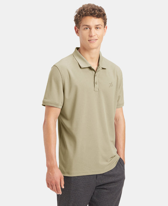 Microfiber Fabric Solid Half Sleeve Polo T-Shirt with StayDry & StayFresh Technology - Mustard Green