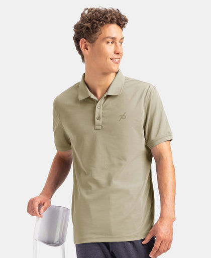 Microfiber Fabric Solid Half Sleeve Polo T-Shirt with StayDry & StayFresh Technology - Mustard Green