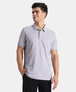Microfiber Fabric Solid Half Sleeve Polo Tshirt with StayDry & StayFresh Technology - Misty Lilac