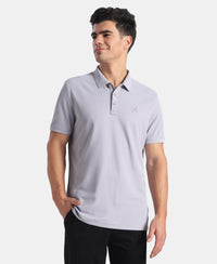 Microfiber Fabric Solid Half Sleeve Polo Tshirt with StayDry & StayFresh Technology - Misty Lilac