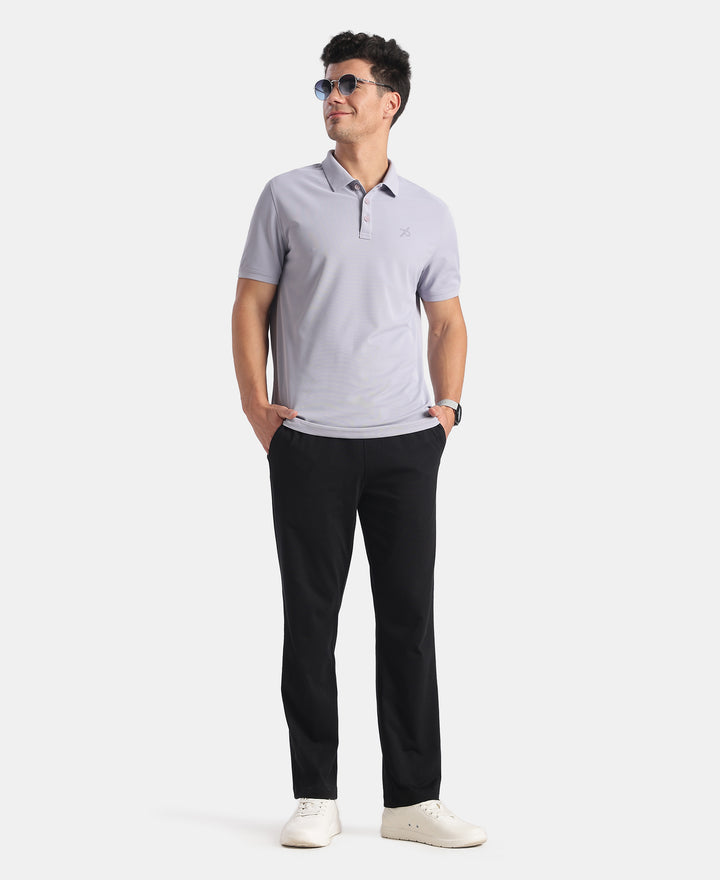 Microfiber Fabric Solid Half Sleeve Polo Tshirt with StayDry & StayFresh Technology - Misty Lilac