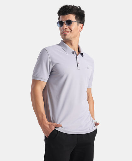 Microfiber Fabric Solid Half Sleeve Polo Tshirt with StayDry & StayFresh Technology - Misty Lilac