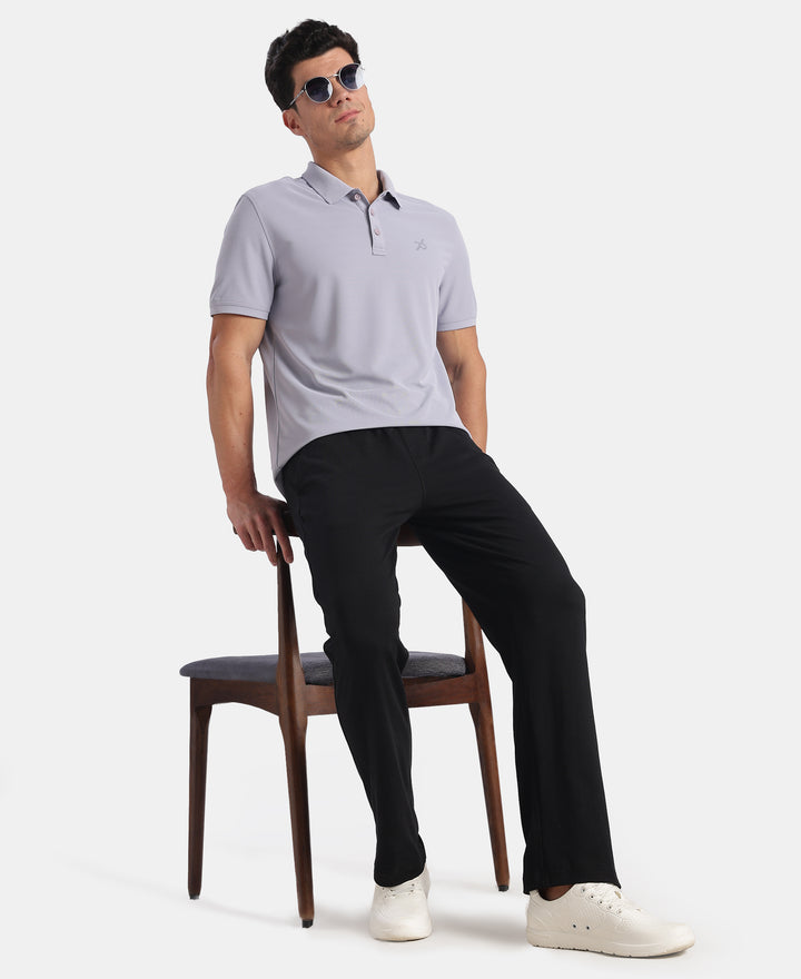 Microfiber Fabric Solid Half Sleeve Polo Tshirt with StayDry & StayFresh Technology - Misty Lilac