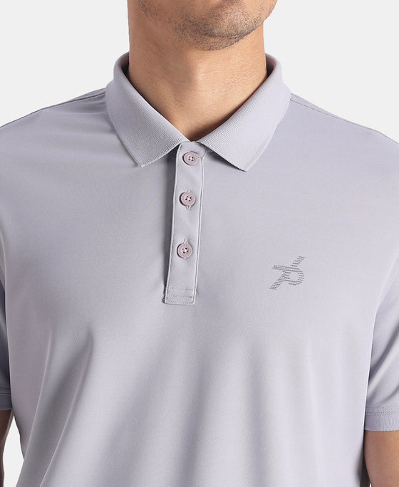 Microfiber Fabric Solid Half Sleeve Polo Tshirt with StayDry & StayFresh Technology - Misty Lilac