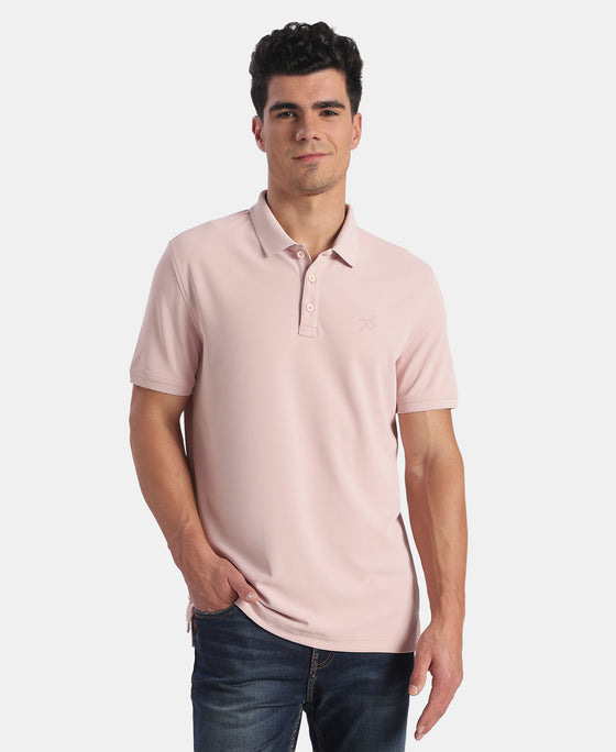 Microfiber Fabric Solid Half Sleeve Polo T-Shirt with StayDry & StayFresh Technology - Sepia Rose