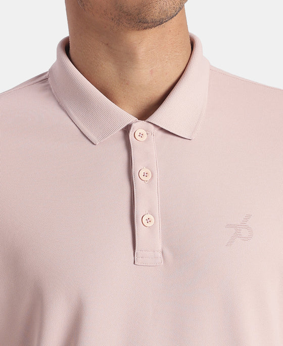 Microfiber Fabric Solid Half Sleeve Polo T-Shirt with StayDry & StayFresh Technology - Sepia Rose
