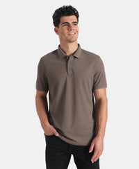 Microfiber Fabric Solid Half Sleeve Polo Tshirt with StayDry & StayFresh Technology - Truffle