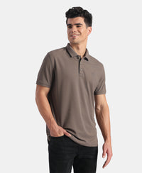 Microfiber Fabric Solid Half Sleeve Polo Tshirt with StayDry & StayFresh Technology - Truffle