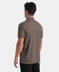 Microfiber Fabric Solid Half Sleeve Polo Tshirt with StayDry & StayFresh Technology - Truffle