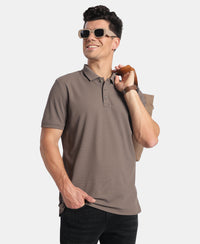 Microfiber Fabric Solid Half Sleeve Polo Tshirt with StayDry & StayFresh Technology - Truffle