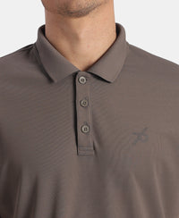 Microfiber Fabric Solid Half Sleeve Polo Tshirt with StayDry & StayFresh Technology - Truffle