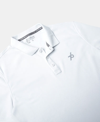 Microfiber Fabric Solid Half Sleeve Polo T-Shirt with StayDry & StayFresh Technology - White