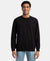 Super Combed Cotton French Terry Solid Sweatshirt with Ribbed Cuffs - Black