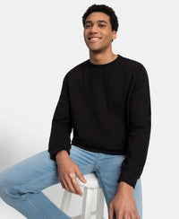 Super Combed Cotton French Terry Solid Sweatshirt with Ribbed Cuffs - Black