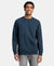 Super Combed Cotton French Terry Solid Sweatshirt with Ribbed Cuffs - Petrol