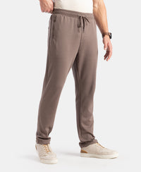 Super Combed Cotton Rich Pique Slim Fit Trackpant with Side Zipper Pockets - Dark Khaki