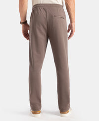 Super Combed Cotton Rich Pique Slim Fit Trackpant with Side Zipper Pockets - Dark Khaki