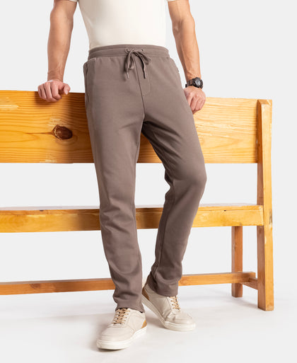 Super Combed Cotton Rich Pique Slim Fit Trackpant with Side Zipper Pockets - Dark Khaki