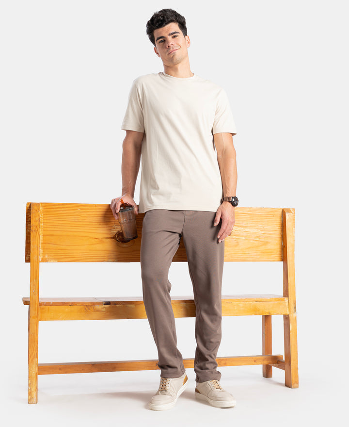 Super Combed Cotton Rich Pique Slim Fit Trackpant with Side Zipper Pockets - Dark Khaki