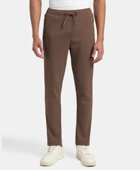 Super Combed Cotton Rich Pique Slim Fit Trackpant with Side Zipper Pockets - Dark Khaki
