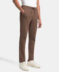 Super Combed Cotton Rich Pique Slim Fit Trackpant with Side Zipper Pockets - Dark Khaki