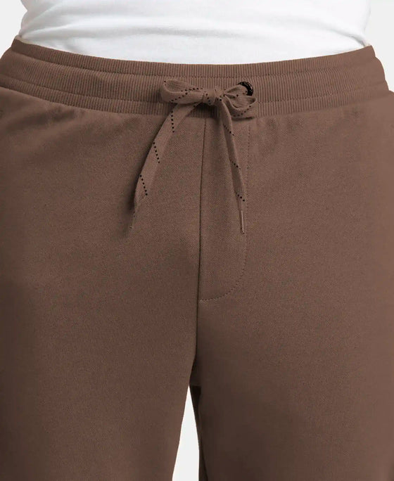 Super Combed Cotton Rich Pique Slim Fit Trackpant with Side Zipper Pockets - Dark Khaki