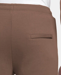 Super Combed Cotton Rich Pique Slim Fit Trackpant with Side Zipper Pockets - Dark Khaki