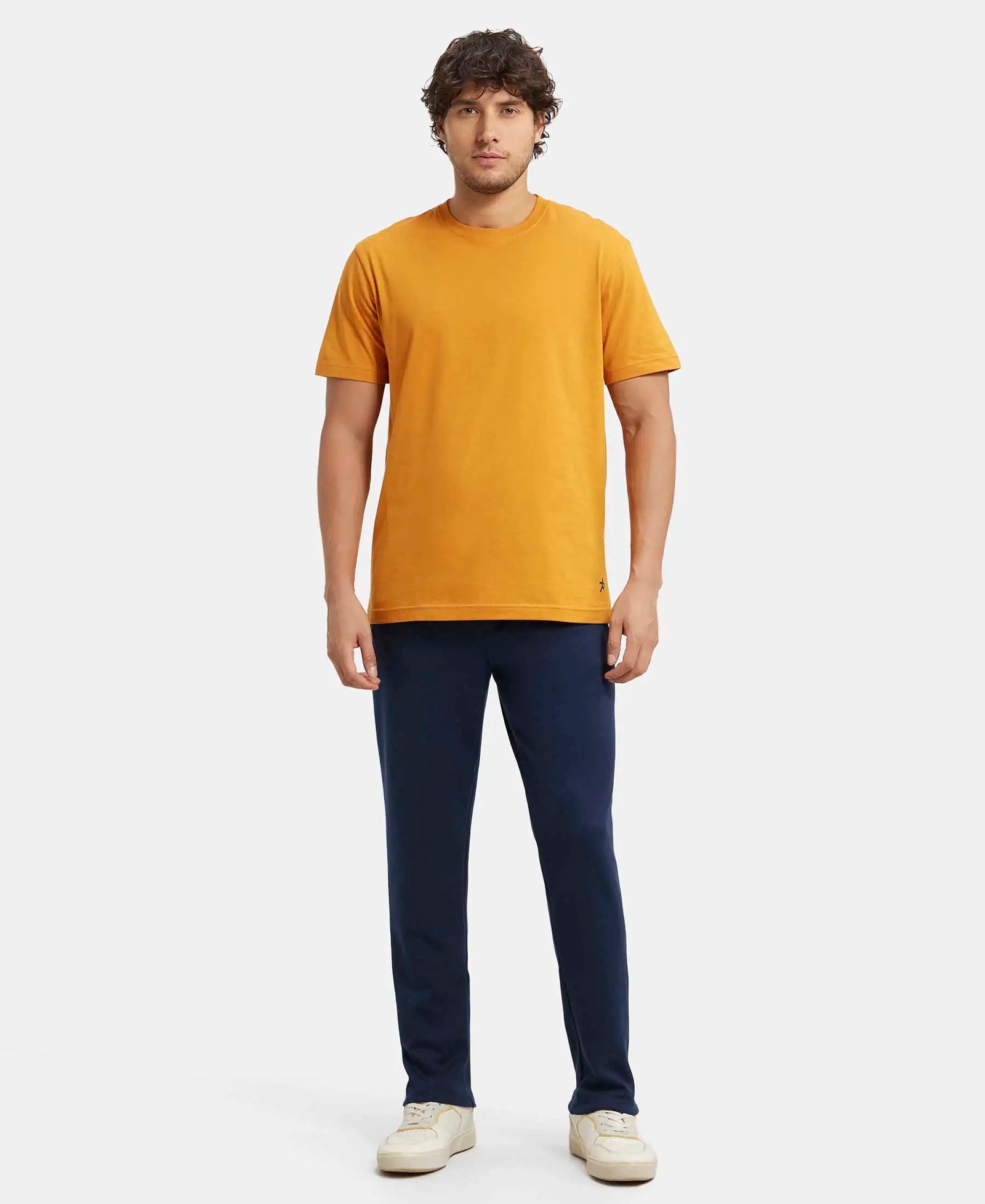 Super Combed Cotton Rich Pique Slim Fit Trackpant with Side Zipper Pockets - Navy-4