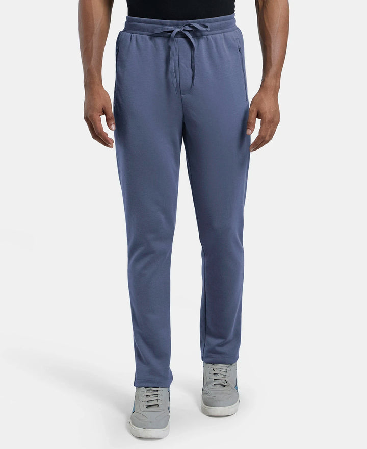 Super Combed Cotton Rich Pique Slim Fit Trackpant with Side Zipper Pockets - Vintage Indigo