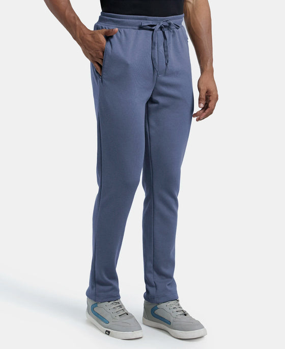 Super Combed Cotton Rich Pique Slim Fit Trackpant with Side Zipper Pockets - Vintage Indigo