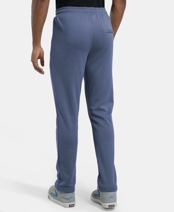 Super Combed Cotton Rich Pique Slim Fit Trackpant with Side Zipper Pockets - Vintage Indigo
