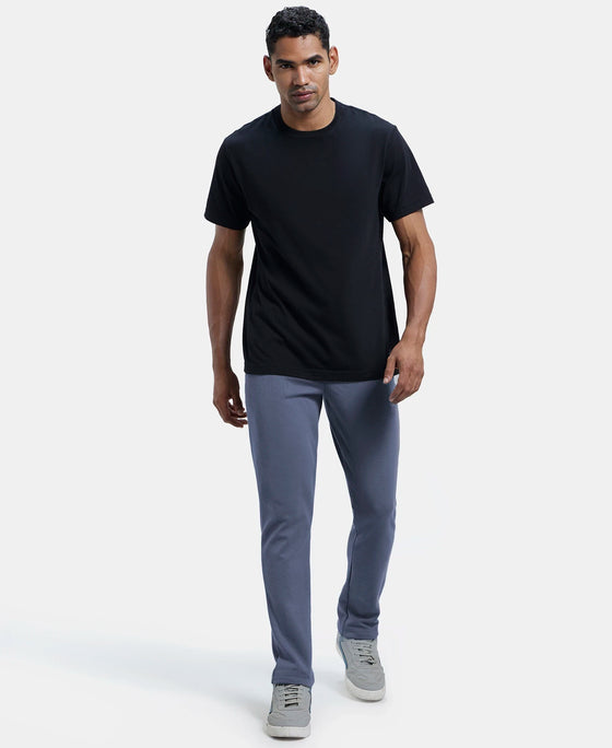 Super Combed Cotton Rich Pique Slim Fit Trackpant with Side Zipper Pockets - Vintage Indigo