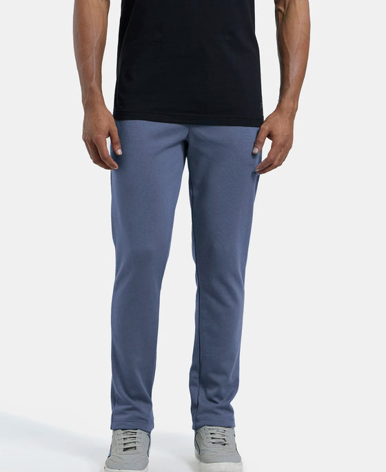 Super Combed Cotton Rich Pique Slim Fit Trackpant with Side Zipper Pockets - Vintage Indigo