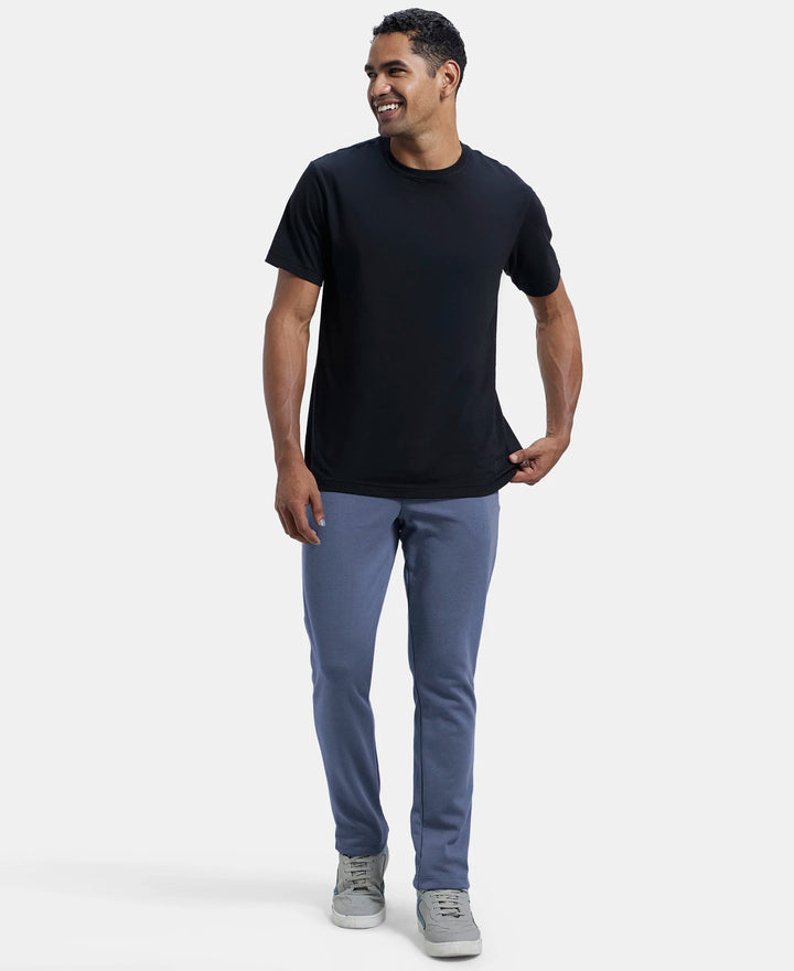 Super Combed Cotton Rich Pique Slim Fit Trackpant with Side Zipper Pockets - Vintage Indigo