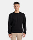 Super Combed Cotton Rich Pique Sweatshirt with Ribbed Cuffs - Black