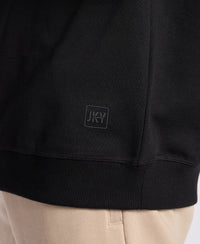 Super Combed Cotton Rich Pique Sweatshirt with Ribbed Cuffs - Black