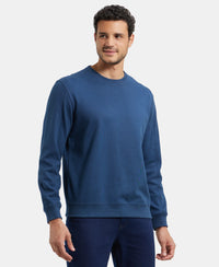Super Combed Cotton Rich Pique Sweatshirt with Ribbed Cuffs - Insignia Blue