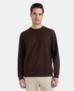 Super Combed Cotton Rich Pique Sweatshirt with Ribbed Cuffs - Java