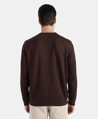 Super Combed Cotton Rich Pique Sweatshirt with Ribbed Cuffs - Java