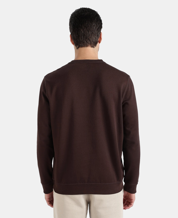 Super Combed Cotton Rich Pique Sweatshirt with Ribbed Cuffs - Java