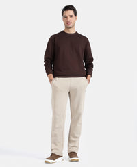Super Combed Cotton Rich Pique Sweatshirt with Ribbed Cuffs - Java