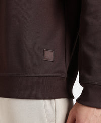 Super Combed Cotton Rich Pique Sweatshirt with Ribbed Cuffs - Java