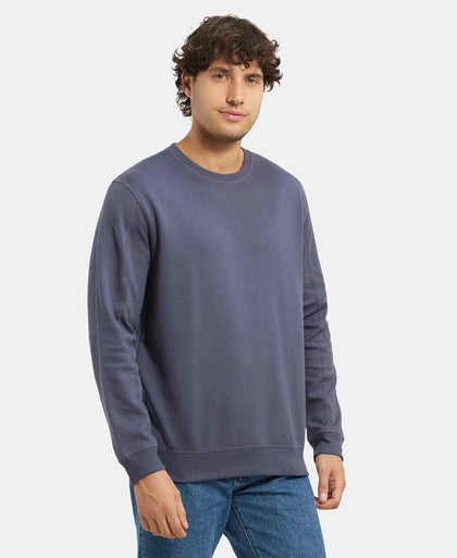 Super Combed Cotton Rich Pique Sweatshirt with Ribbed Cuffs - Odyssey grey-2