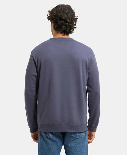 Super Combed Cotton Rich Pique Sweatshirt with Ribbed Cuffs - Odyssey grey-3