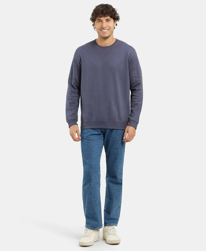 Super Combed Cotton Rich Pique Sweatshirt with Ribbed Cuffs - Odyssey grey-4