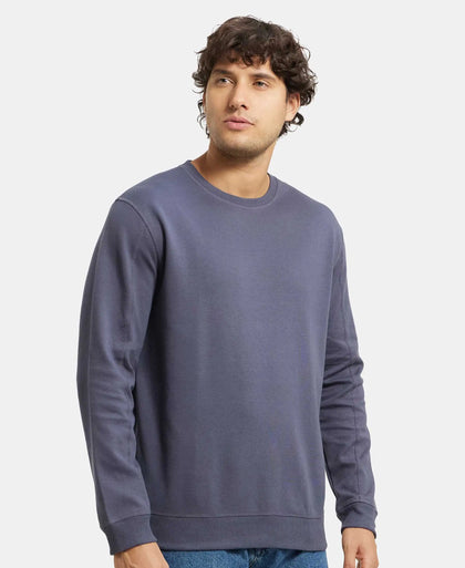 Super Combed Cotton Rich Pique Sweatshirt with Ribbed Cuffs - Odyssey grey-5