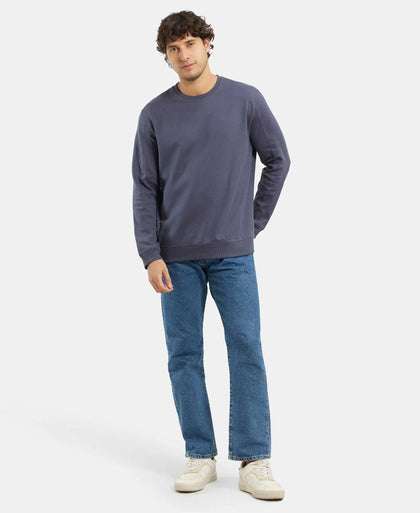 Super Combed Cotton Rich Pique Sweatshirt with Ribbed Cuffs - Odyssey grey-6